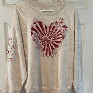 Tru Self Size 1X Heart Graphic Sweatshirt Gens on the Sleeves